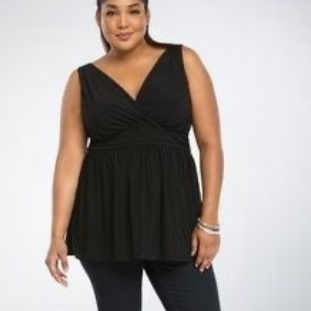 Torrid Black Surplice Babydoll Tank Top